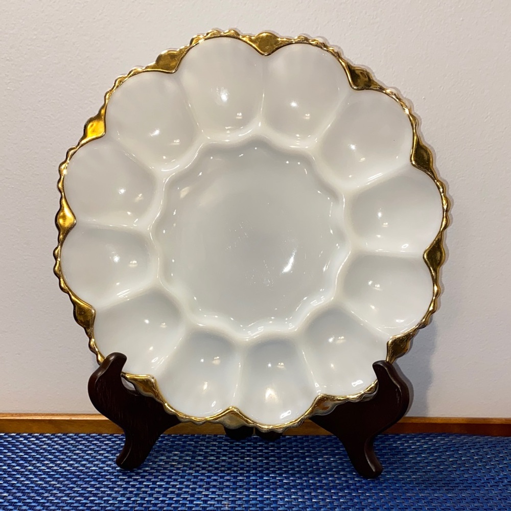 Vintage Anchor Hocking Fire-King Deviled Egg platter, 9..75”